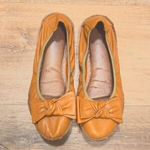 Josef Seibel Tan Leather Flats with Bow Sz EU 38 US 7-7.5